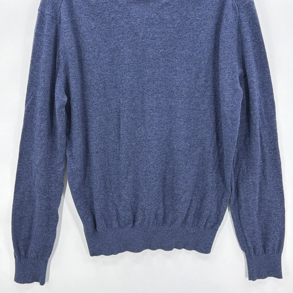 Johnnie-O Men's‎ Large Helios Blue 1/4 Zip Pullover Sweater Cotton Silk Blend